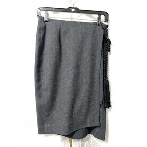 Agustus Charcoal Gray Wool Blend Lined Wrap Skirt Size 8